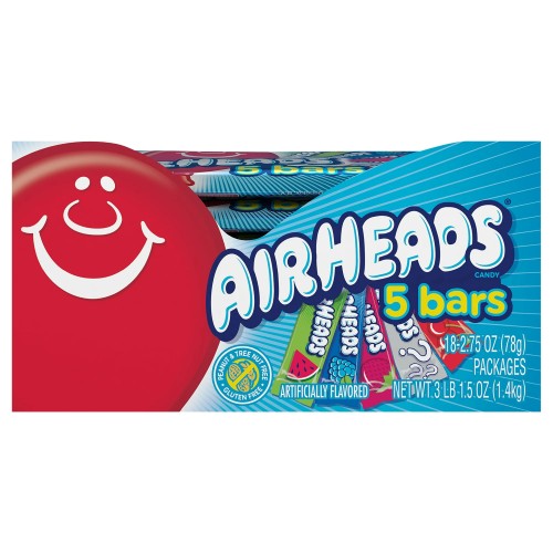 AIRHEADS 5 BAR ASSORTED FLAVOR 18/2.75OZ