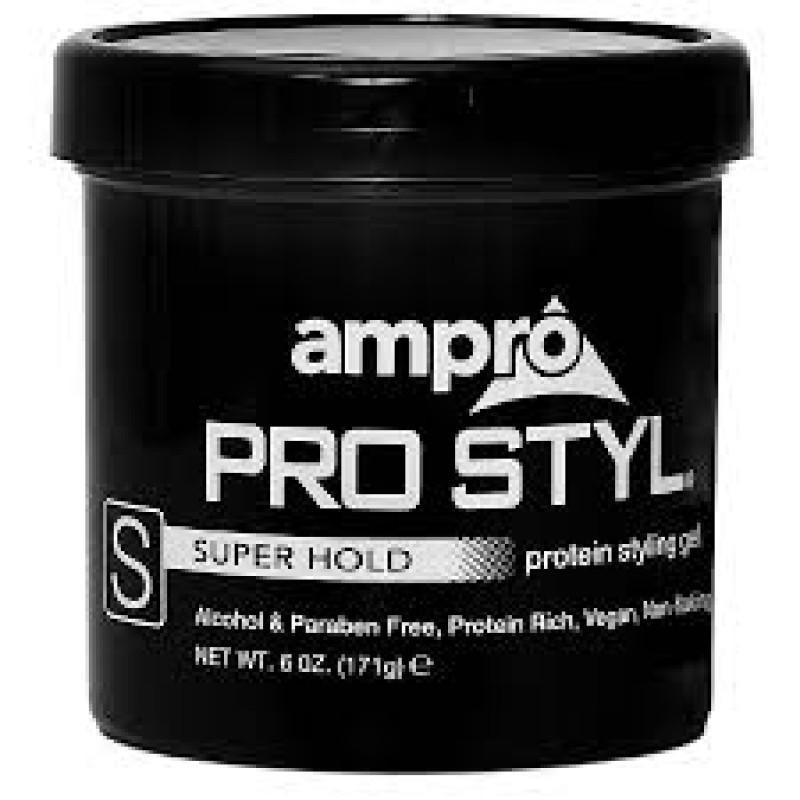 AMPRO PRO STYLE HAIR GEL 6 OZ SUPER HOLD