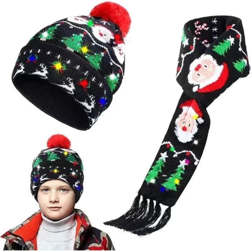 CHRISTMAS WINTER CAP W/LIGHTS