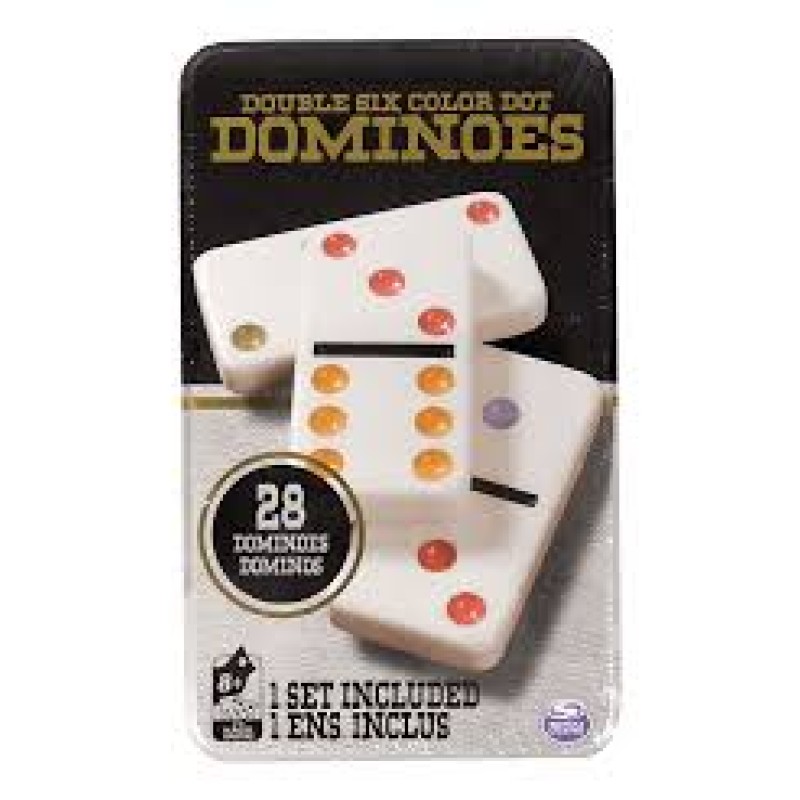 DOUBLE 6 COLOR DOT DOMINOES 28 PC