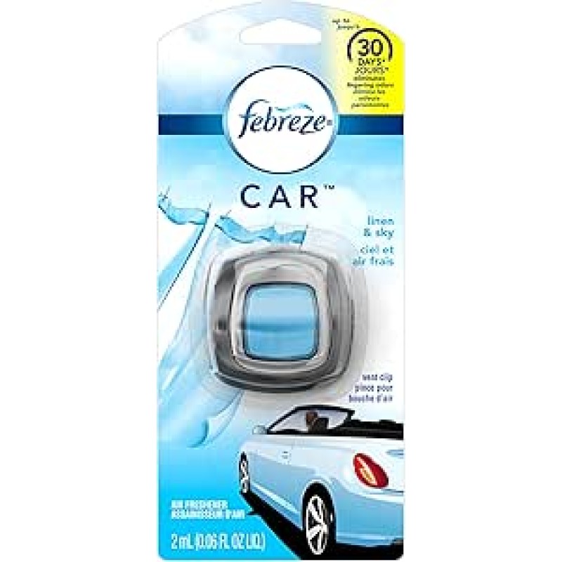 FEBREZE CAR AIR FRESHNER LINEN & SKY VENT CLIP 0.06OZ