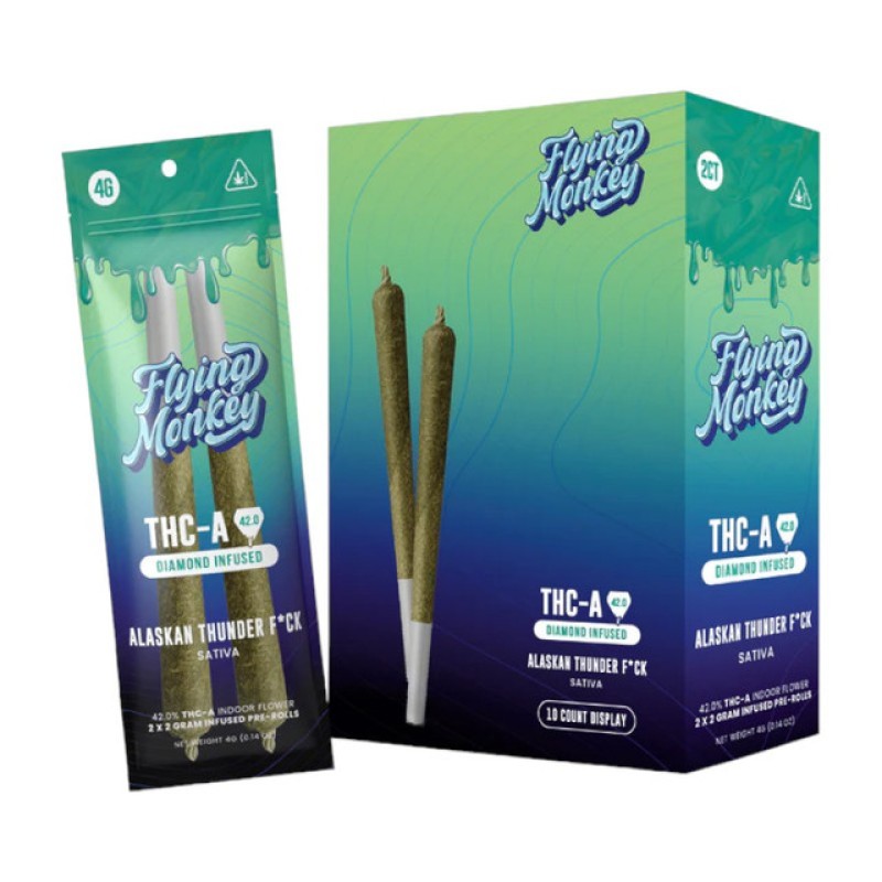 FLYING MONKEY THC-A PRE ROLLS 2PACK ALASKAN THUNDER