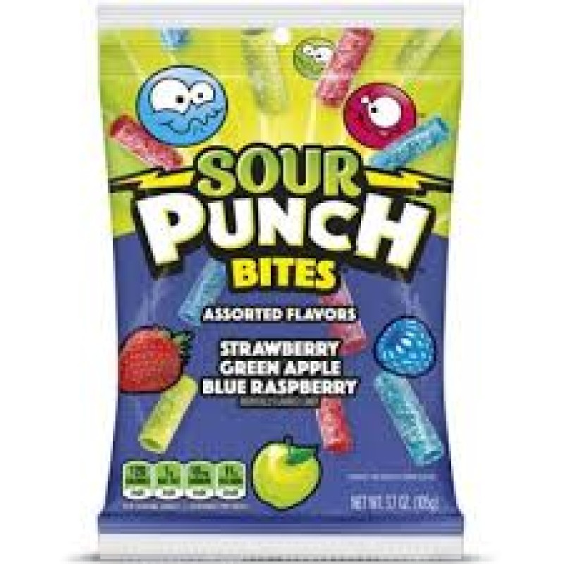 SOUR PUNCH STRAWBERRY GREEN APPLE BLUE RASPBERRY