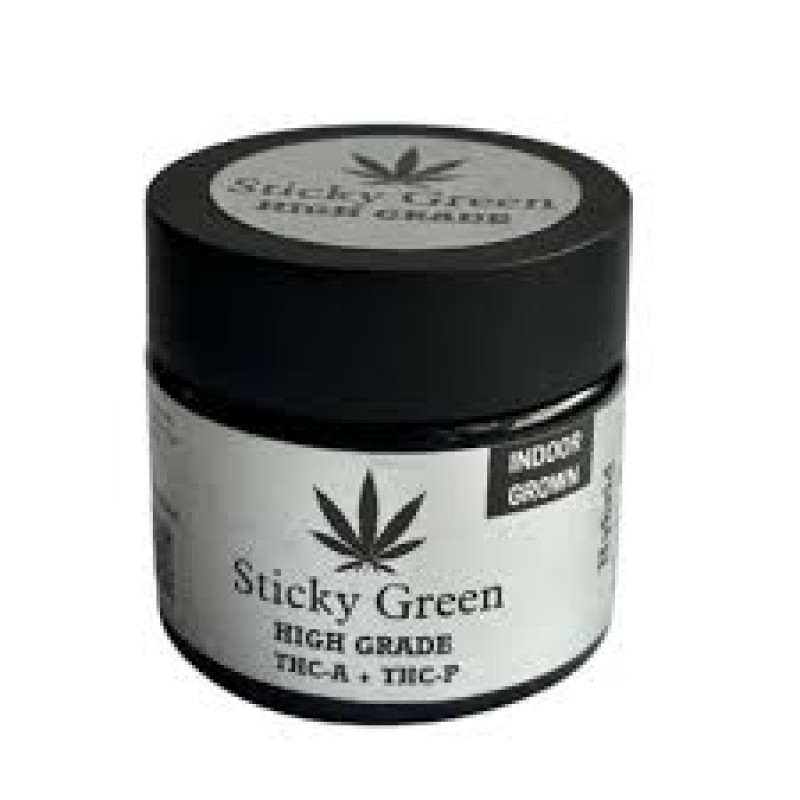 STICKY GREEN HIGH GRADE FLOWER THCA 28 GM JAR SILVER