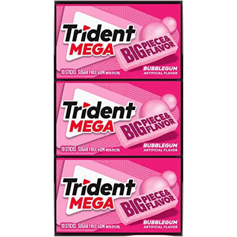 TRIDENT MEGA BUBBLEGUM FLAVOR 9/10 STICKS