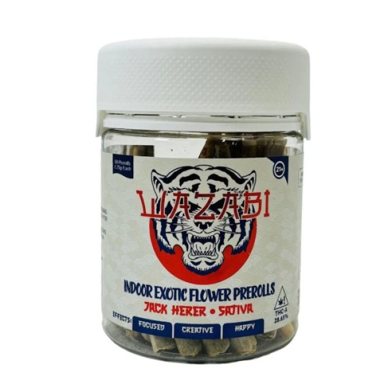 WAZABI DOUBLE DRIP EXOTIC FLOWER PREROLLS JAR - SATIVA